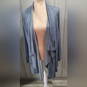 Coldwater Creek Waterfall Lightweight Blue Stripe Open Cardigan Wrap Size Medium